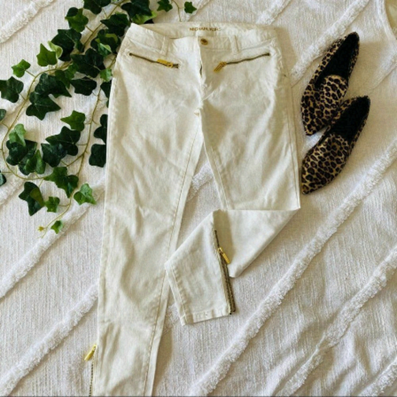 Michael Kors white beige jeans with gold detail - Picture 1 of 4